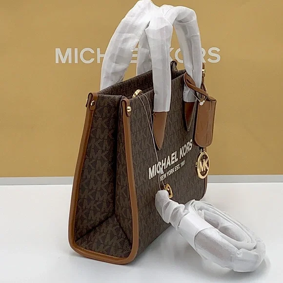 🔥Offer of the day!Michael Kors Mirella Small Crossbody Tote Bag Brown Signature - Picture 6 of 13